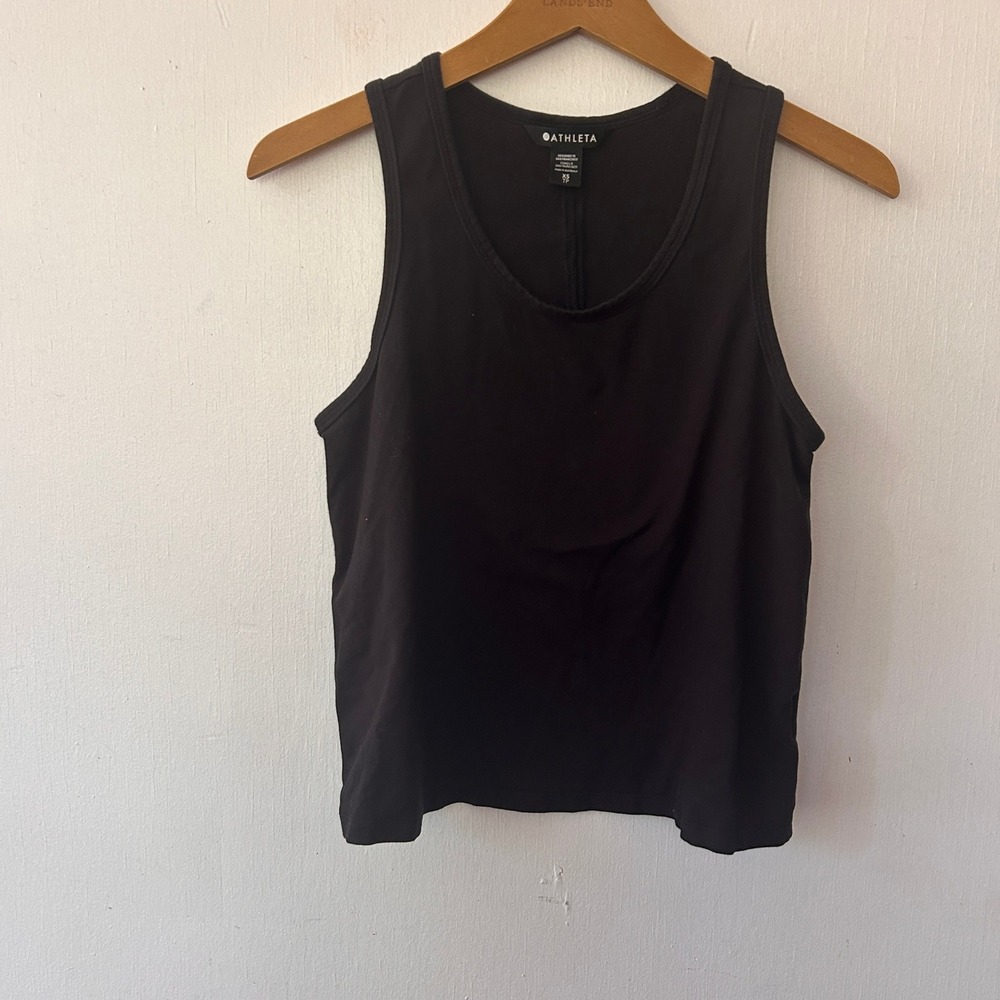 Athleta Tank Top Womens XS Black Scoop Neck Back Seam Activewear Athleisure